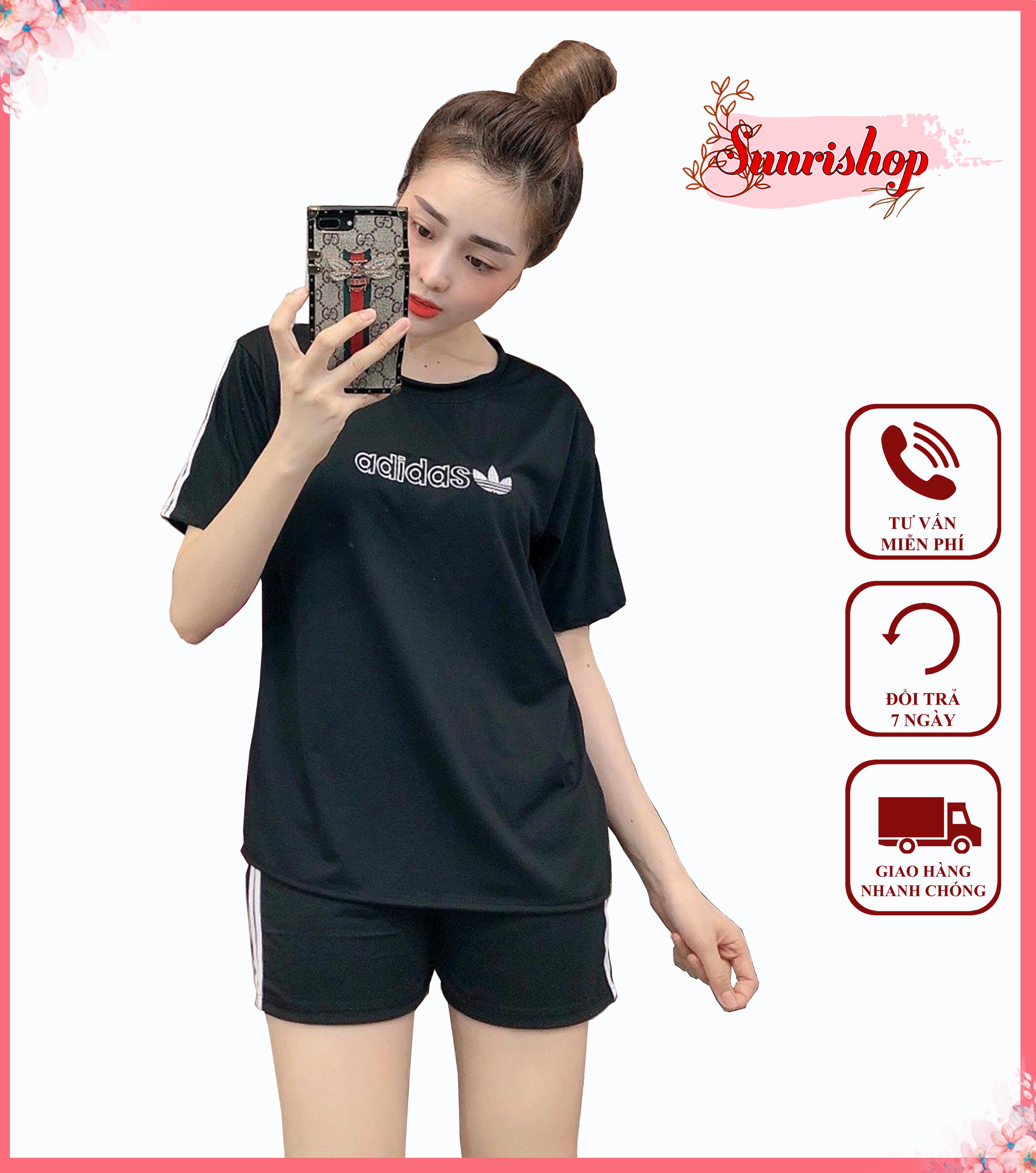 Bộ thun đùi mặc nhà thoáng mát sunri shop bộ đùi mặc nhà mẫu hot trend freesize 60kg trở xuống