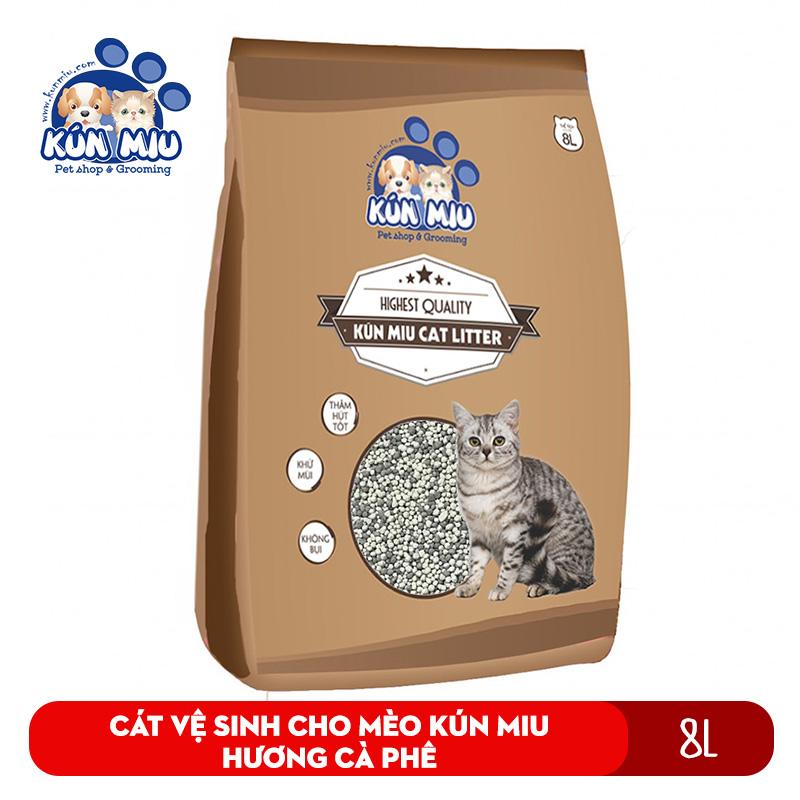 [Hoàn Tiền 10%] Cát vệ sinh cho mèo Kún Miu hương cà phê 8L nặng 4.1kg - Kún Miu Pet Shop