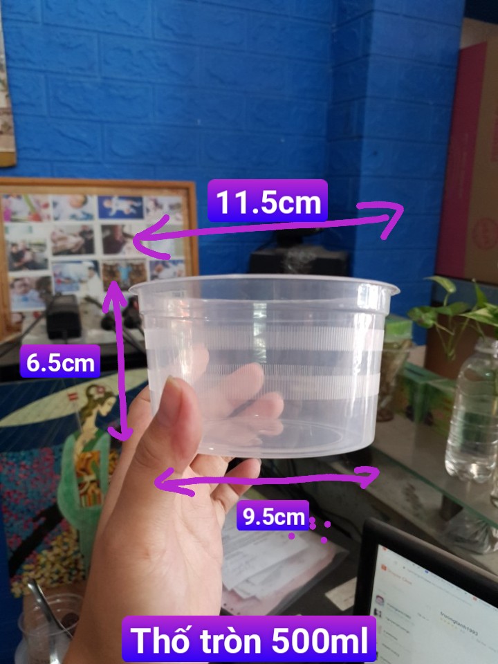 Lốc 50 cái + 50 nắp thố nhựa 500ml kim minh, hộp tròn dày dùng 1 lần cho hủ tiếu, phở