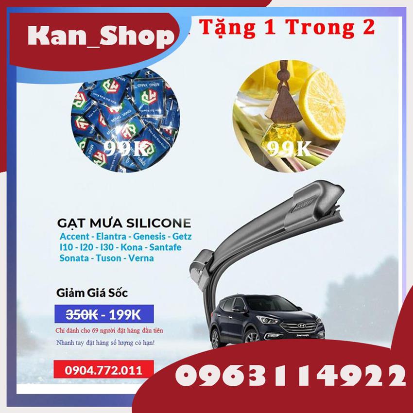 Cặp Gạt Mưa Silicone Cho Xe HYUNDAI + Tặng Tinh Dầu Treo Xe 99K, I10-I20-I30-ACCENT-ELANTRA-GENESIS-GETZ-KONA-SONATA-SANTAFE-TUCSON-VERNA, Gạt Mưa Giá Rẻ, Gạt Mưa Hà Nội, Lưỡi Gạt Mưa, Gạt Mưa Ô Tô, Gạt Nước Ô Tô, Kan Shop Hà Nội
