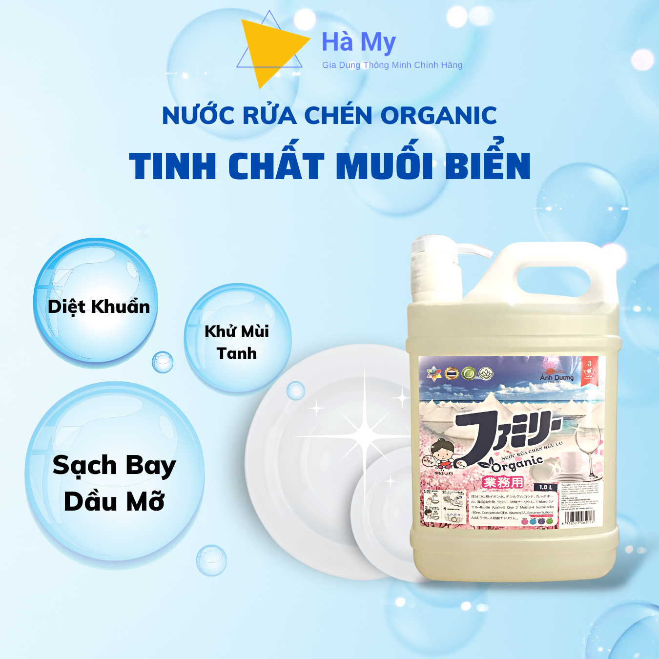 Nước Rửa Chén Hữu Cơ Tinh Chất Muối Biển 1,8L, Có Vòi Tiện Lợi,Nước Rửa Bát Organic,Chính Hãng An Toàn Cho Da Tay,Rửa Được Bình Sữa Cho Bé Sơ Sinh