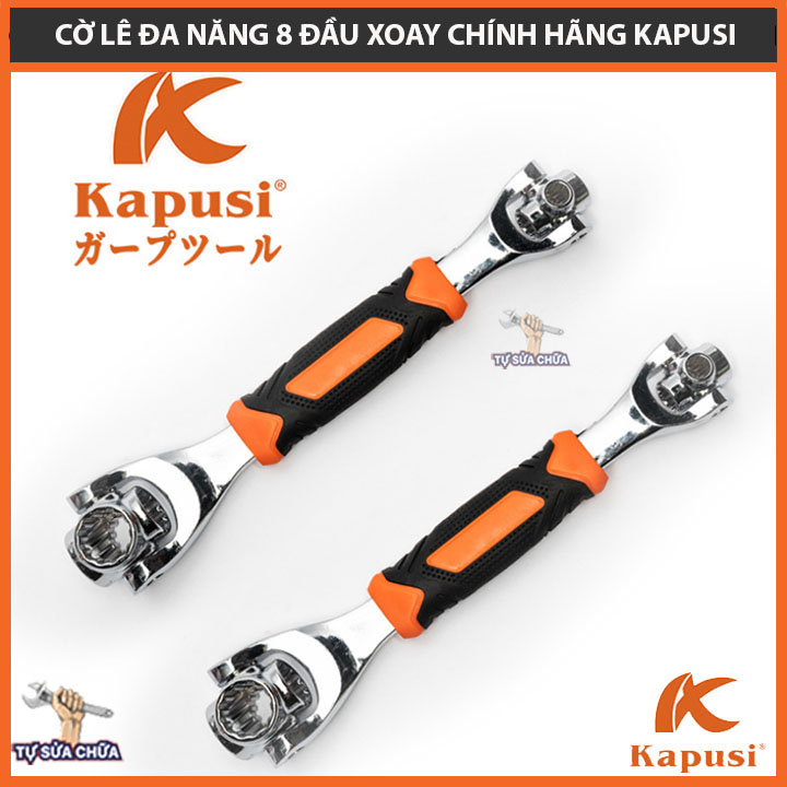 Tay khẩu siết mở ốc kapusi japan -tay vặn ốc,cờ lê đa năng 8 cỡ đầu 8-19mm, hàng chính hãng kapusi japan- loại xịn