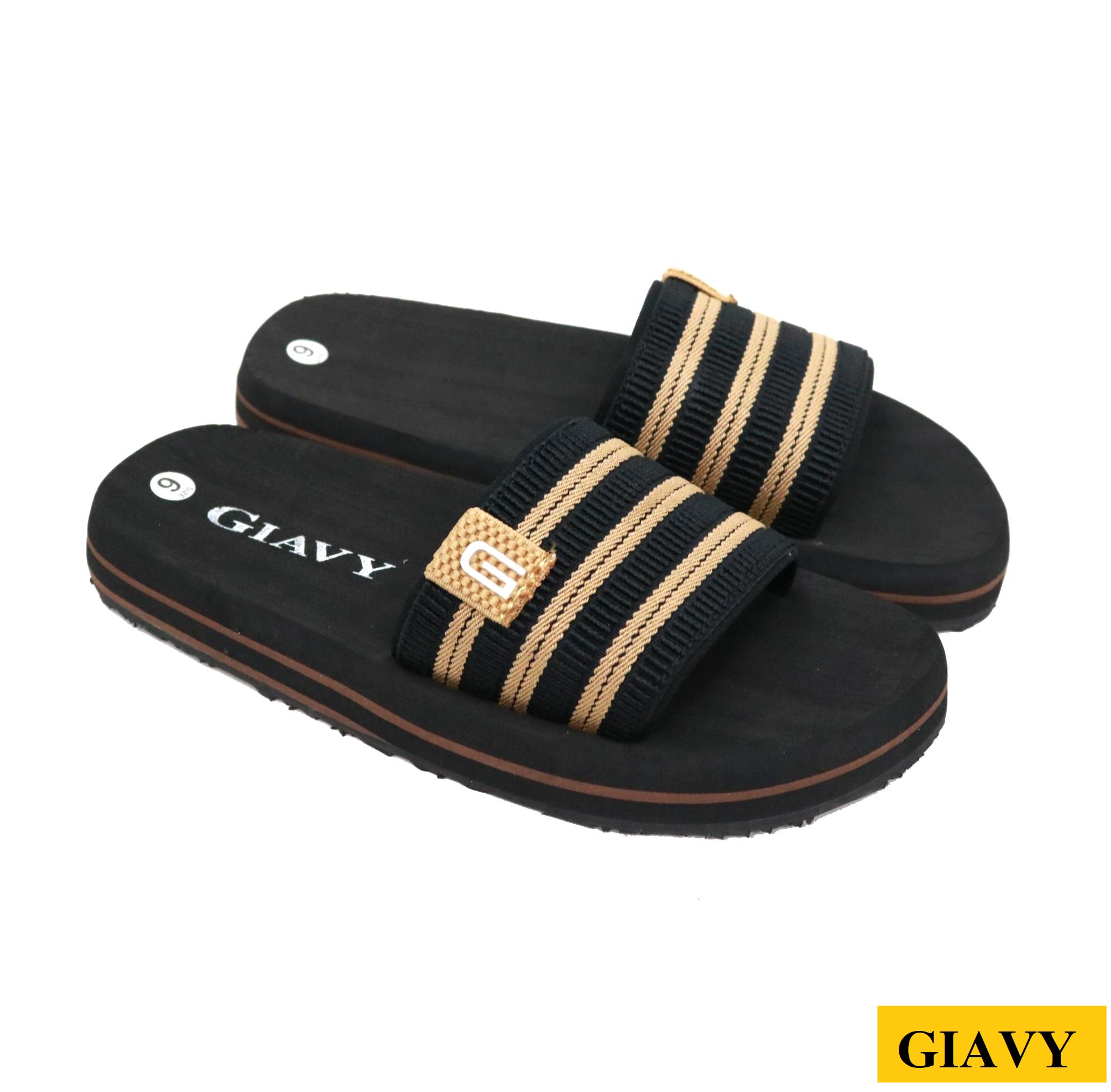 Dép xốp nữ GIAVY-Dép muss siêu êm, quai dù mềm M12 màu đen sọc bò