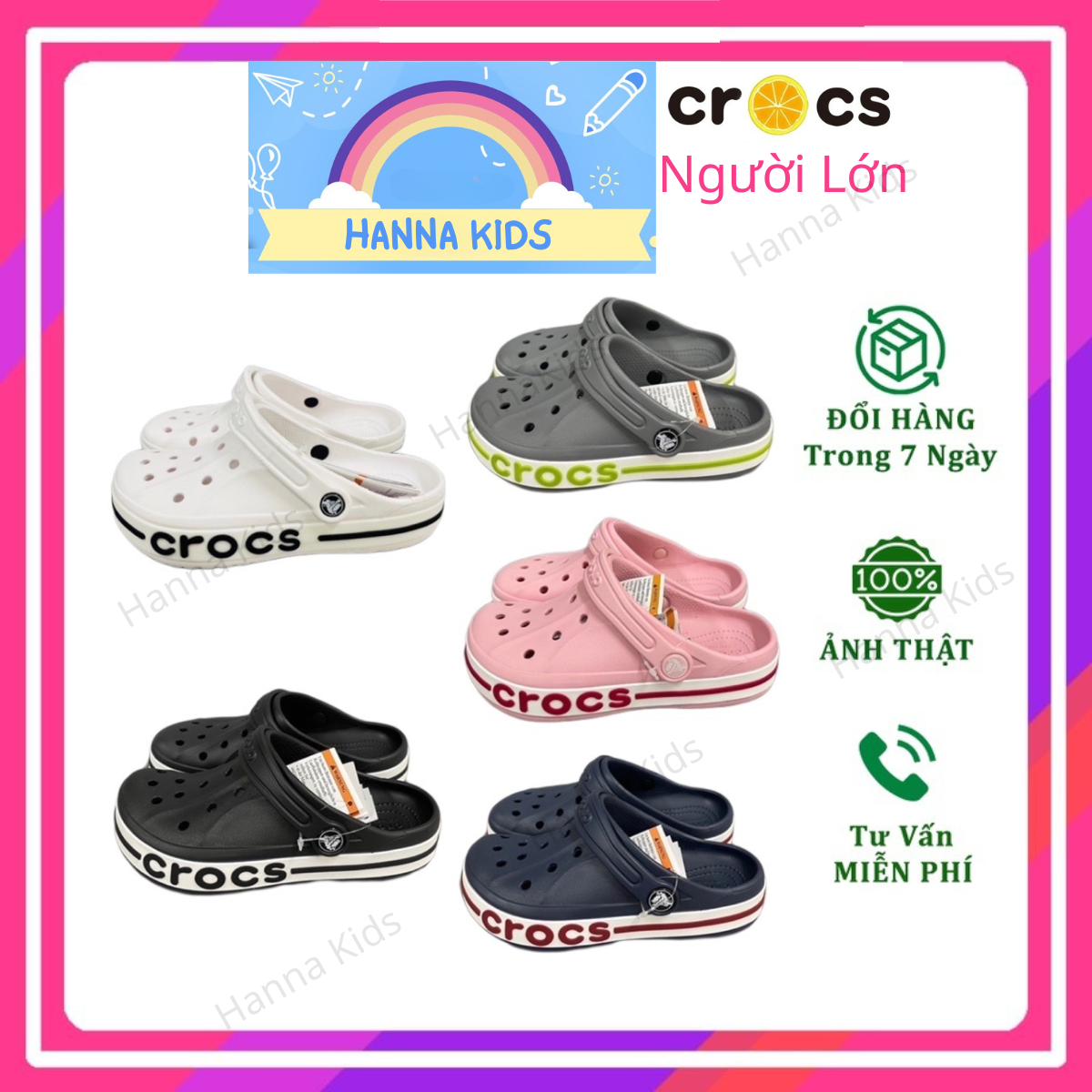 [TẶNG 12 STICKER] - Dép sục Cross Baya Unisex cho nam nữ người lớn Cros nhiều màu HannaKids giày xục Croc Clog Kid quai ngang xuất khẩu tặng Sticker - Thế Giới Cross