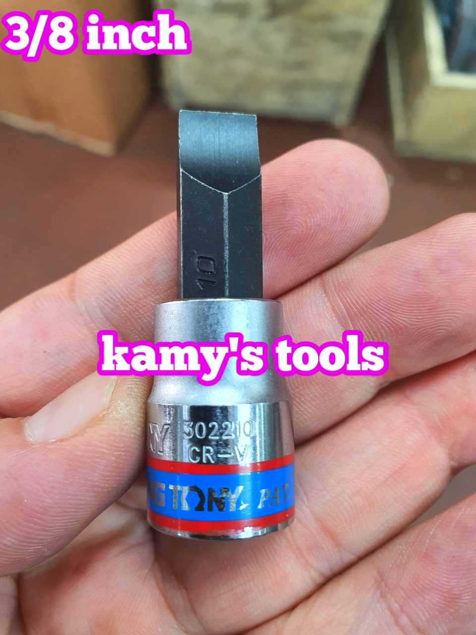 Đầu tuýp vít bake dẹp 8mm lỗ 3/8 kingtony model 302208 và 302103