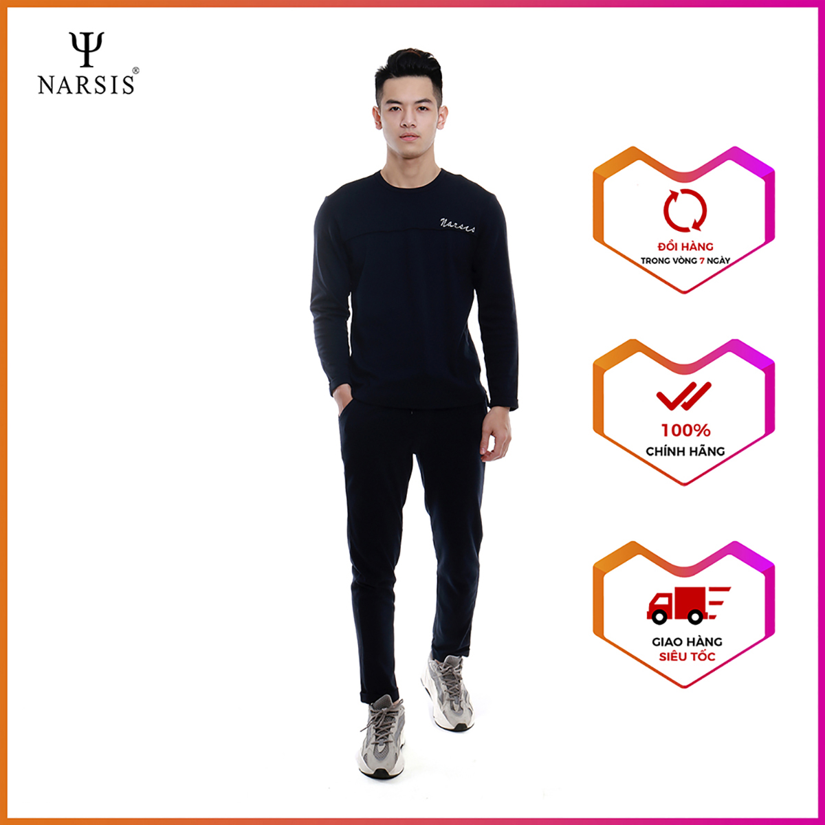 Bộ nam thu đông màu tím than Narsis E9005