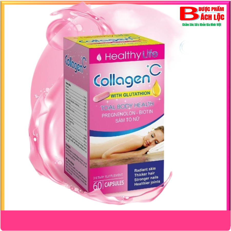 Viên uống trắng sáng đẹp da Collagen +C Healthylife giúp bổ sung Collagen