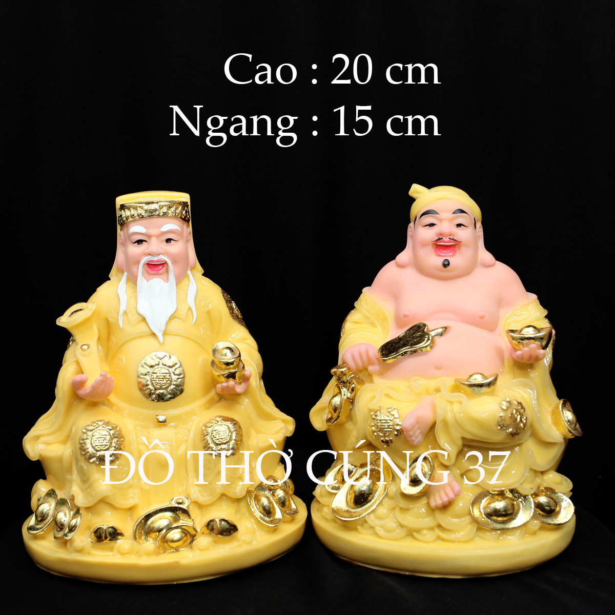 Tượng thần tài thổ địa màu vàng - đế tròn