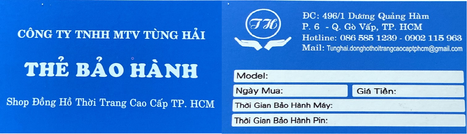 Thẻ bảo hành 2 năm Đồng Hồ Cao Cấp Kiwi xanh