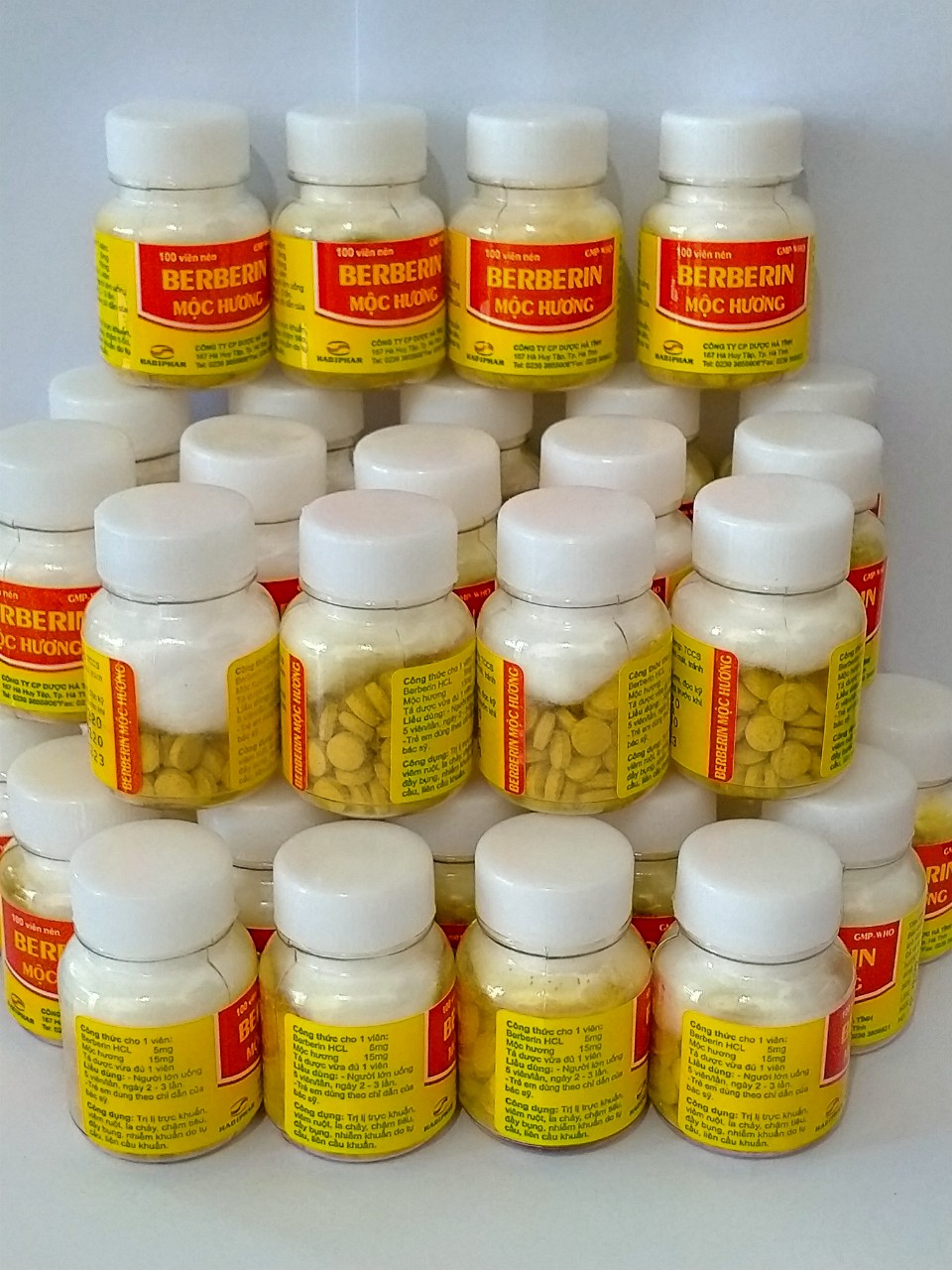 Combo 5 lọ BERBERIN MỘC HƯƠNG Lọ 100 viên ( mua 10 lọ tặng  thêm 2 lọ Vitamin B1 ) )