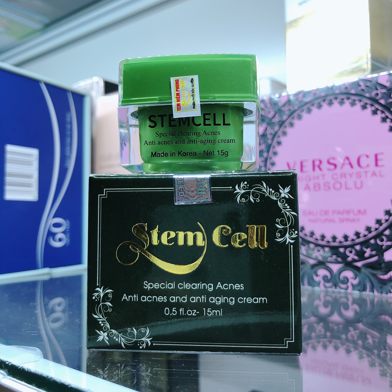 KEM STEM CELL 15G DÀNH CHO DA MỤN, SE KHÍT LỖ CHÂN LÔNG, TRẮNG DA( MÀU XANH)