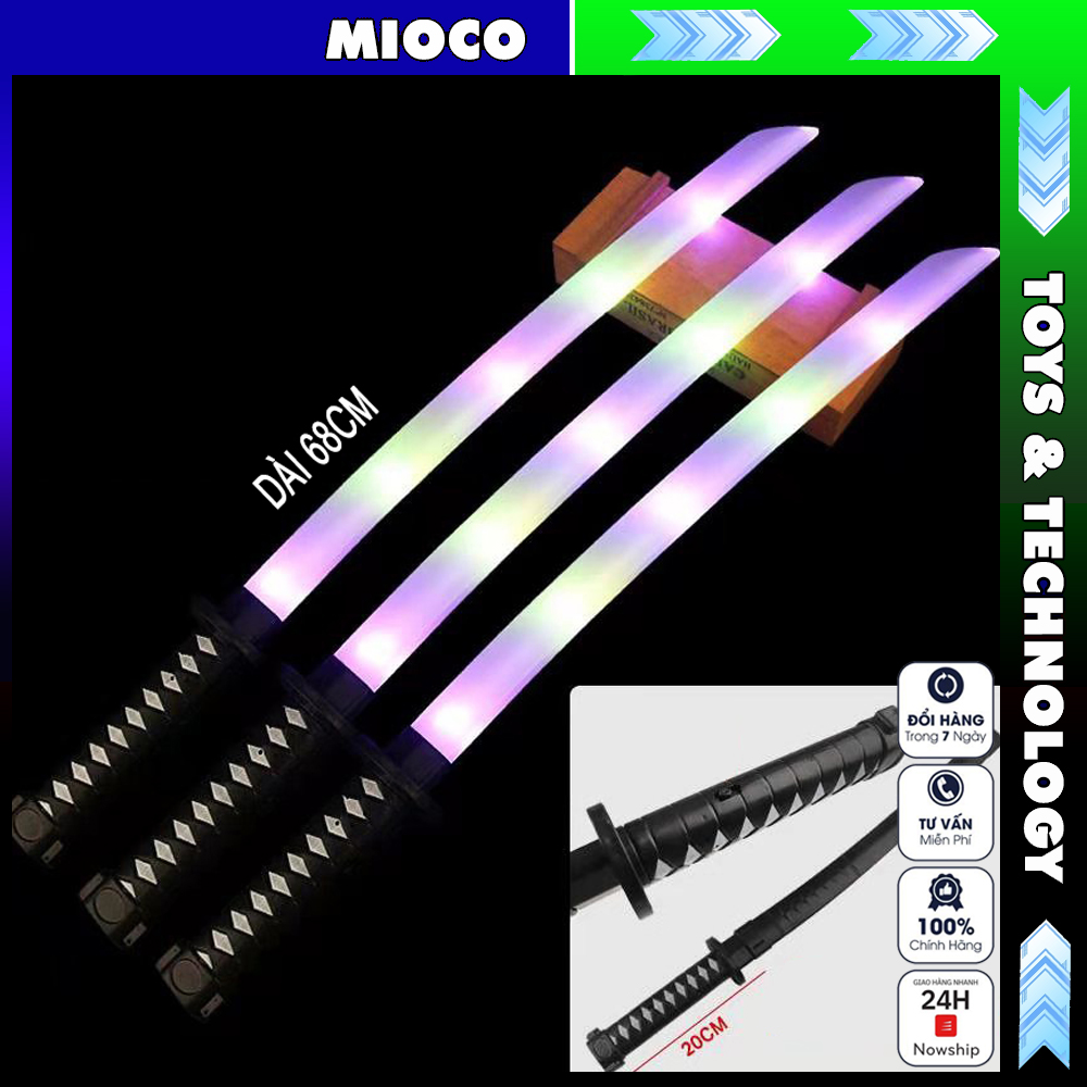 Kiếm nhựa đồ chơi katana trẻ em có vỏ phát sáng siêu nhân samurai