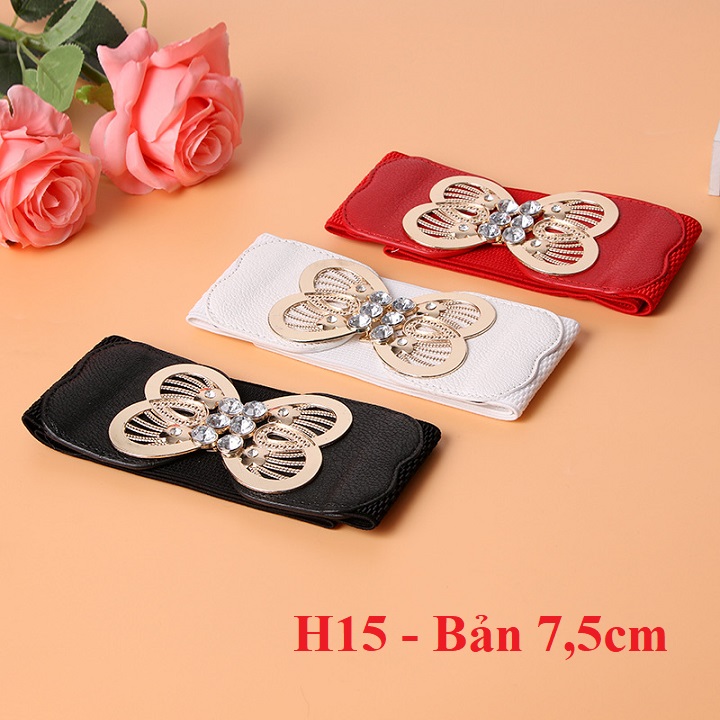 Đai váy Belt váy chun co giãn NỊt xinh bướm xinh to 7.5cm H15