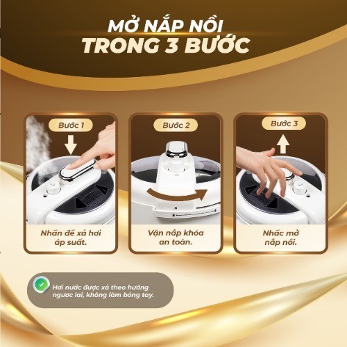 Nồi điện áp suất hap đa năng 3 ngăn 4l, 2 ngan - hàng chính hãng- bảo hành 12 tháng