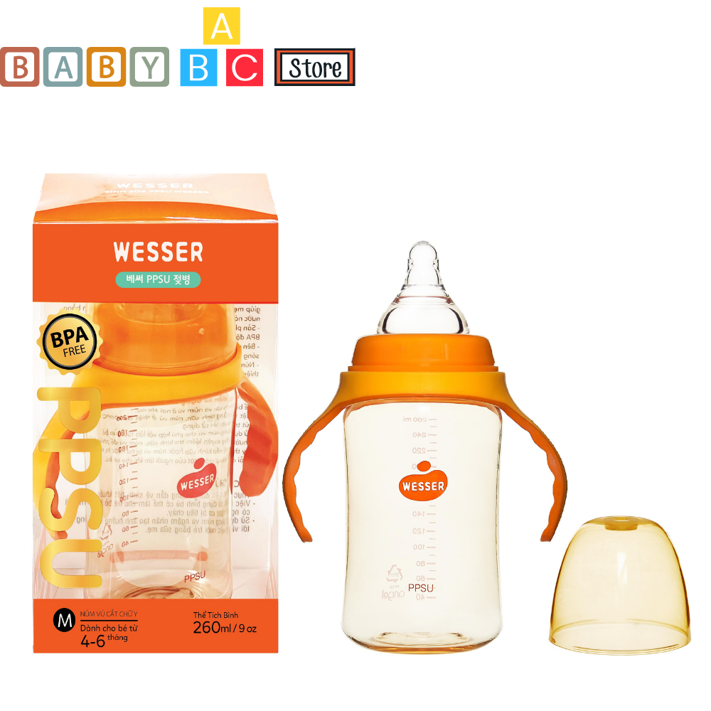Bình sữa wesser cổ rộng nhựa ppsu dung tích 180ml/260ml cổ rộng phiên bản cao cấp