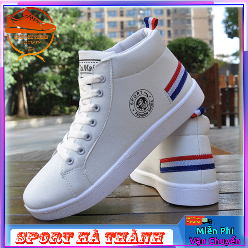 Giày cổ cao da nam - Giày Nam Fashion gót hình cờ phong cách - Giày sneaker thời trang Shop SPORT HÀ THÀNH