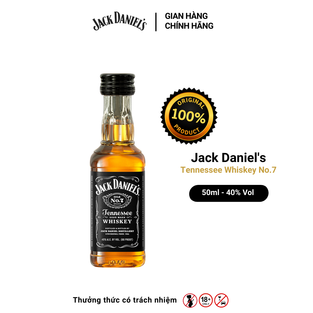 Rượu Whiskey Jack Daniel's Old No.7 Nồng Độ Alc 40% 50ml Miniature