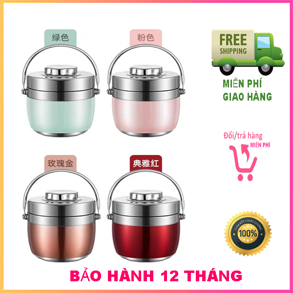 Cặp lồng giữ nhiệt cao cấp cooker inox 304 chống han gỉ, cà men đựng cơm, cà men giữ nhiệt 1L5