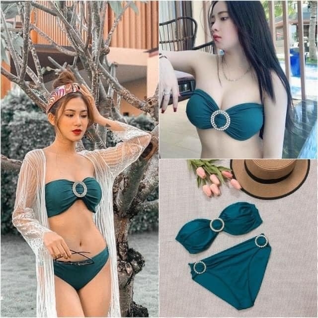 [HCM]Bikini 2 mảnh cúp ngực phối khoen đá sang trọng (nhiều màu) Eva Shop