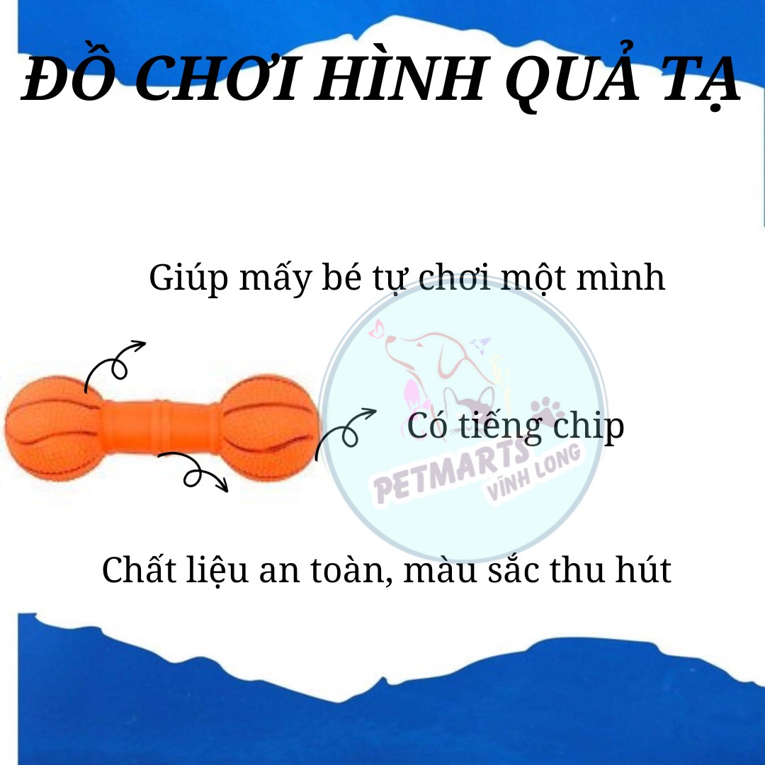 Đồ chơi gặm cao su hình quả tạ bóng rổ có kèn cho chó mèo