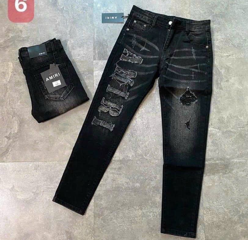 Quần jean nam cao cấp AMIRI thêu phối chuẩn đẹp vải chất bò co dãn