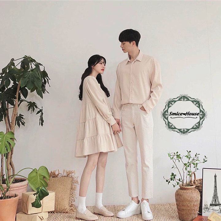[HCM]SET ÁO VÁY ĐÔI ĐỒ CẶP SƠ MI ĐI BIỂN CHỤP HÌNH CƯỚI ÁO SƠ MI ĐẦM BABYDOLL TRẮNG PHONG CÁCH HÀN QUỐC