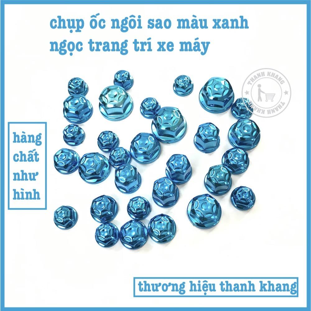 Bộ 30 con chụp ốc xe máy ngôi sao Thanh Khang màu xanh ngọc 006001523
