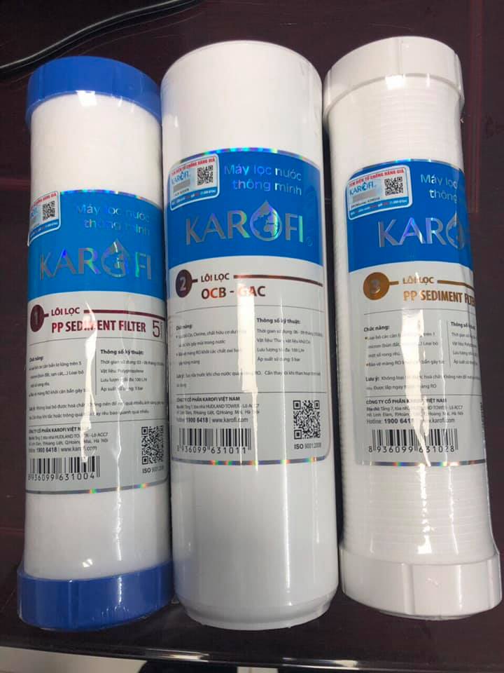COMBO 3 LÕI LỌC 1,2,3 KAROFI Chính Hãng | Bộ Lõi lọc nước 1-2-3 karofi chính hãng