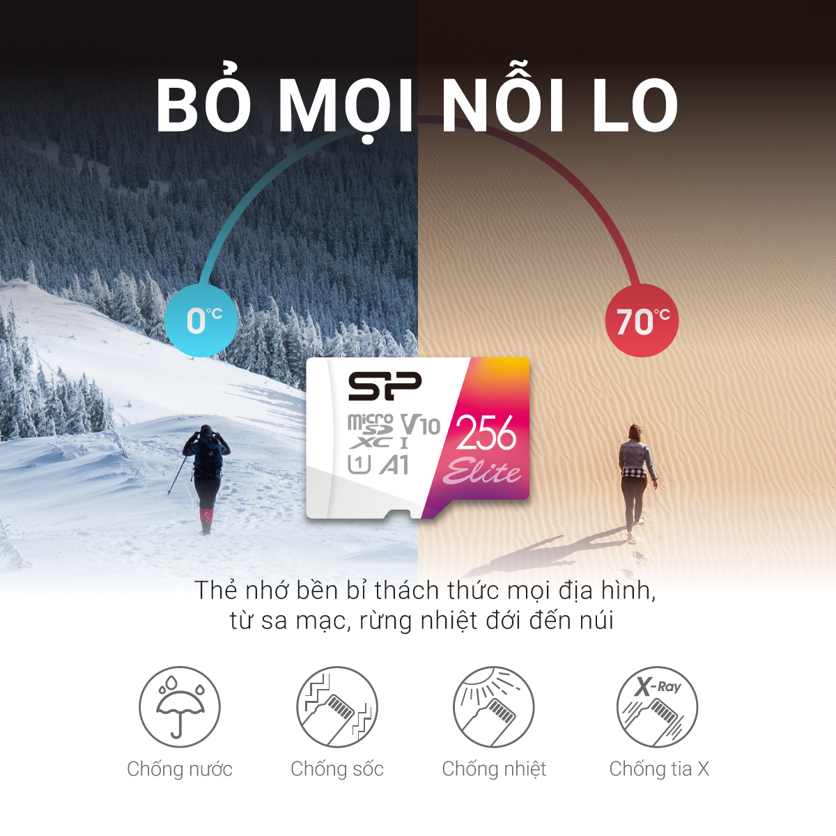 Thẻ nhớ micro sd elite cho camera điện thoại 32gb/64gb/128g/256gb silicon power tốc độ cao 100mbs class 10 uhs-i u1 | bh 5 năm