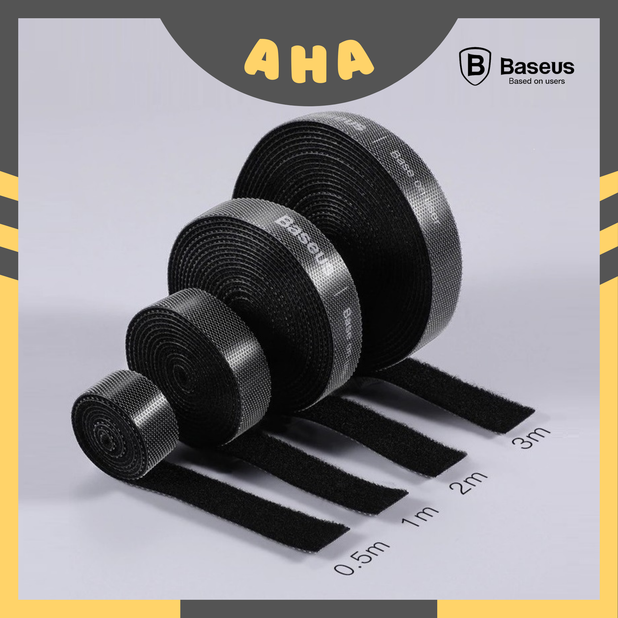 Dây buộc cáp Velcro Baseus dán xé dài 1m,3m giữ gọn gàng tiện lợi