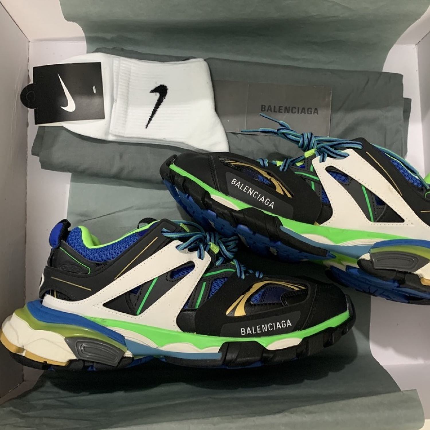 Giày sneaker ba len track 3.0 xanh đen - sc full box pk