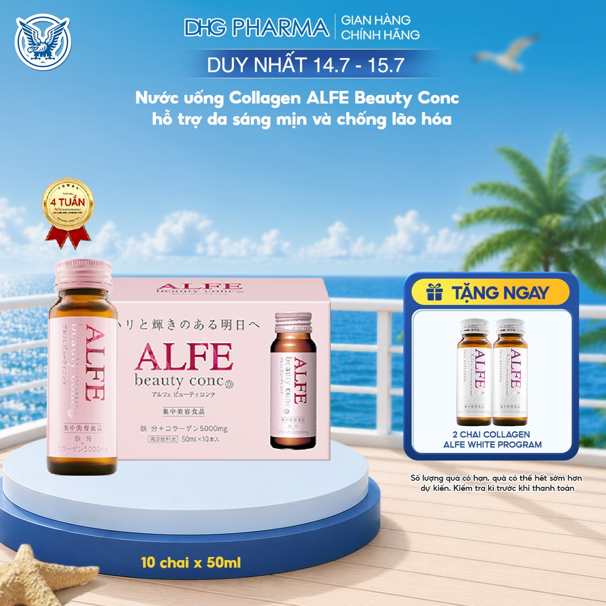 Nước uống Collagen Alfe Beauty Conc hỗ trợ da sáng mịn và chống lão hóa - Hộp 10 chai x 50ml