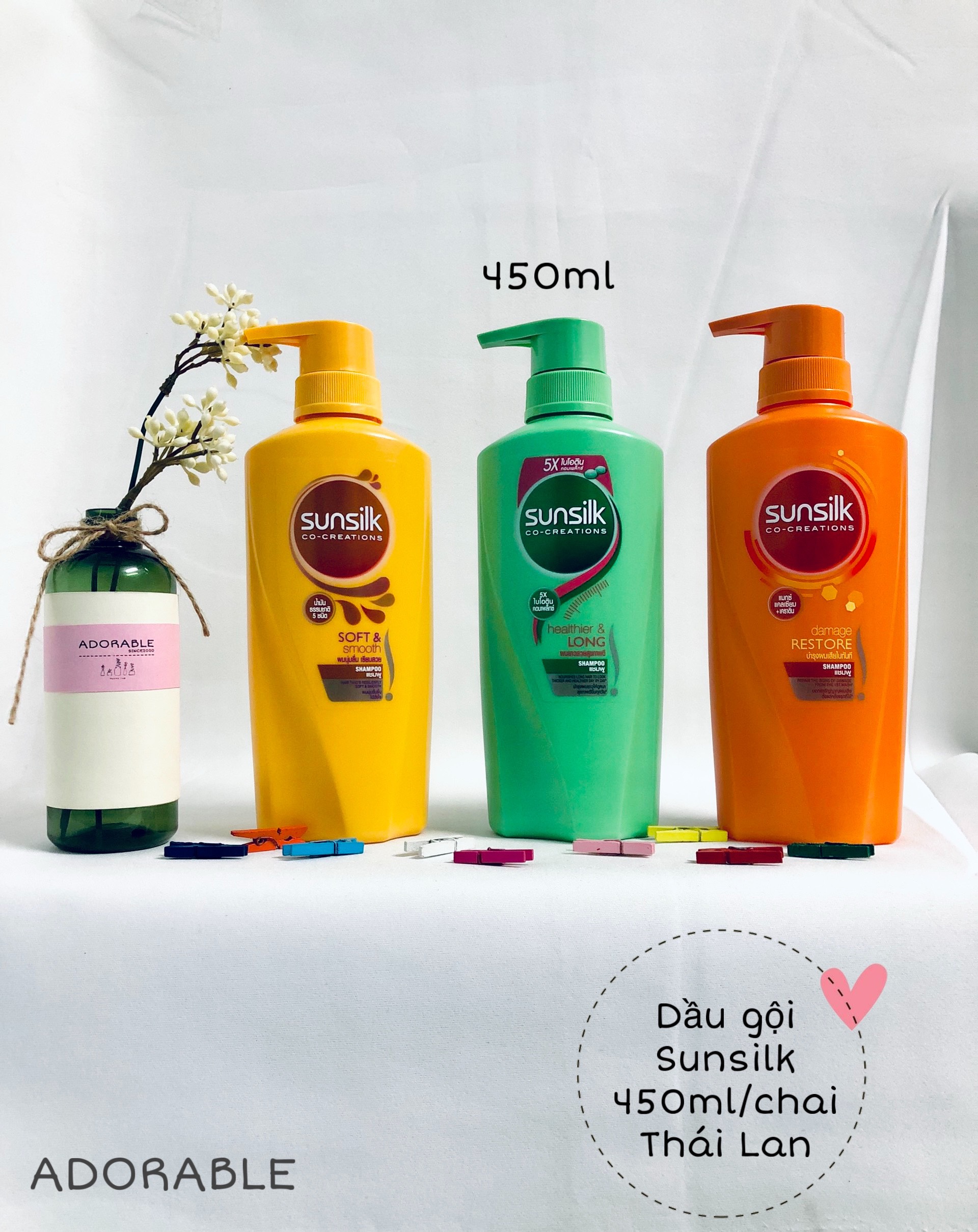 Combo 2 chai dầu gội sunsilk thái lan 450ml 1 chai