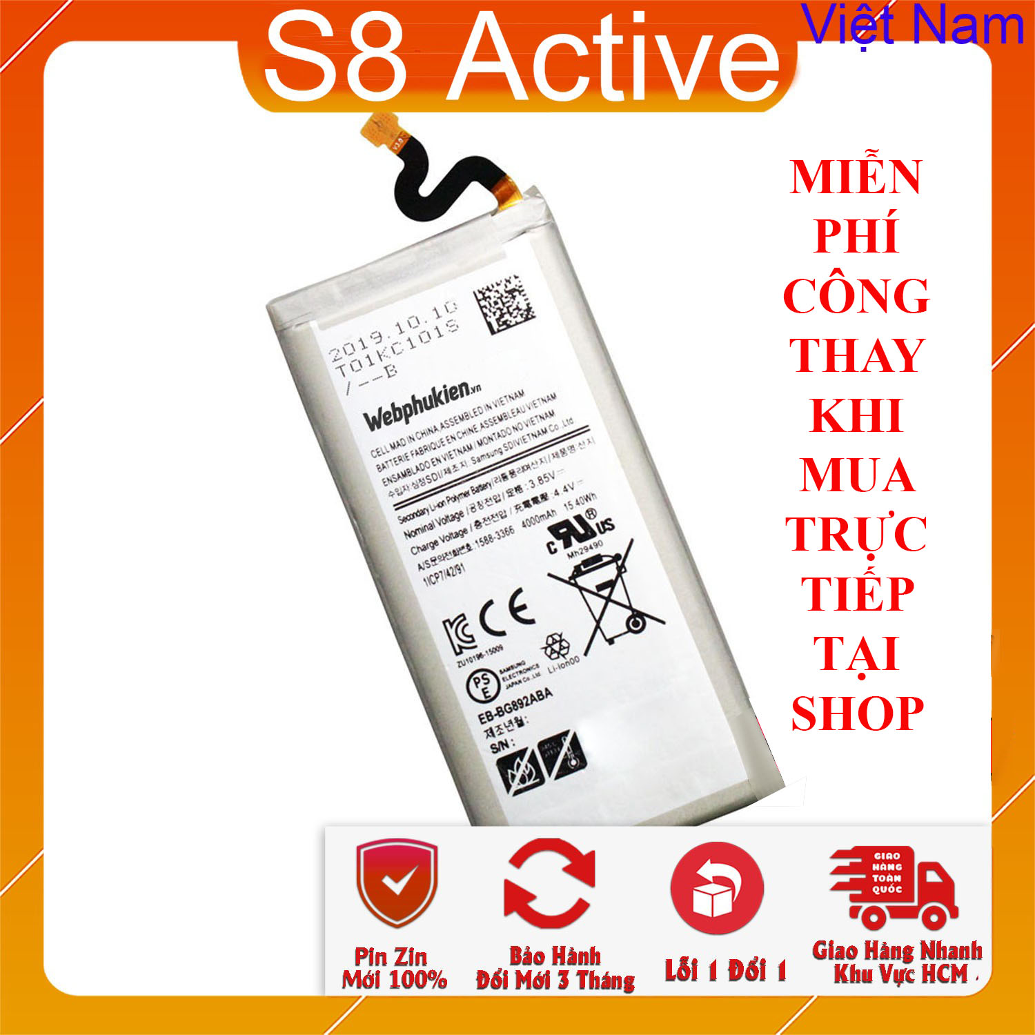 Pin webphukien cho samsung galaxy s8 active eb-bg892aba 4000mah