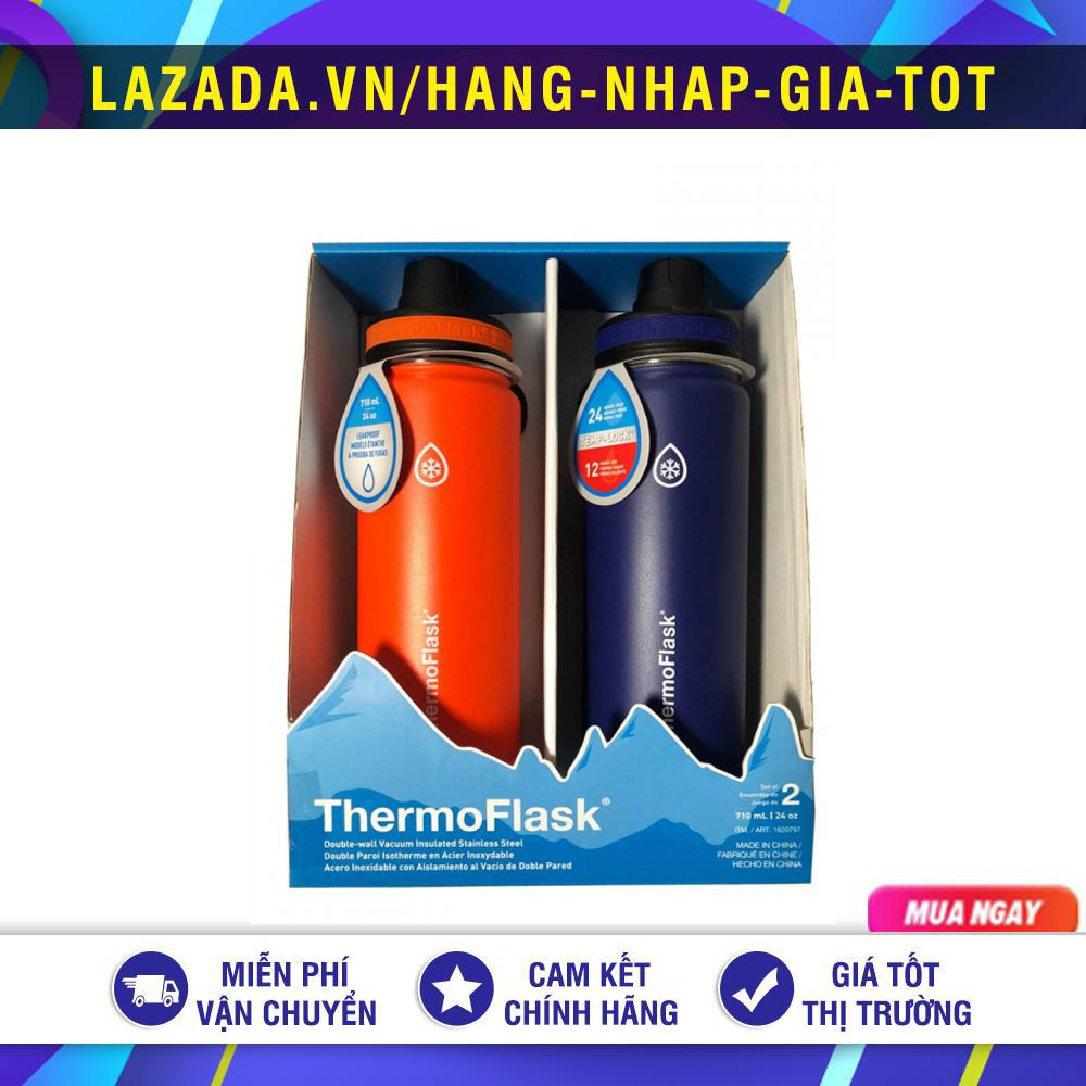 Set 2 bình giữ nhiệt thép không gỉ thermoflask 710ml x 2