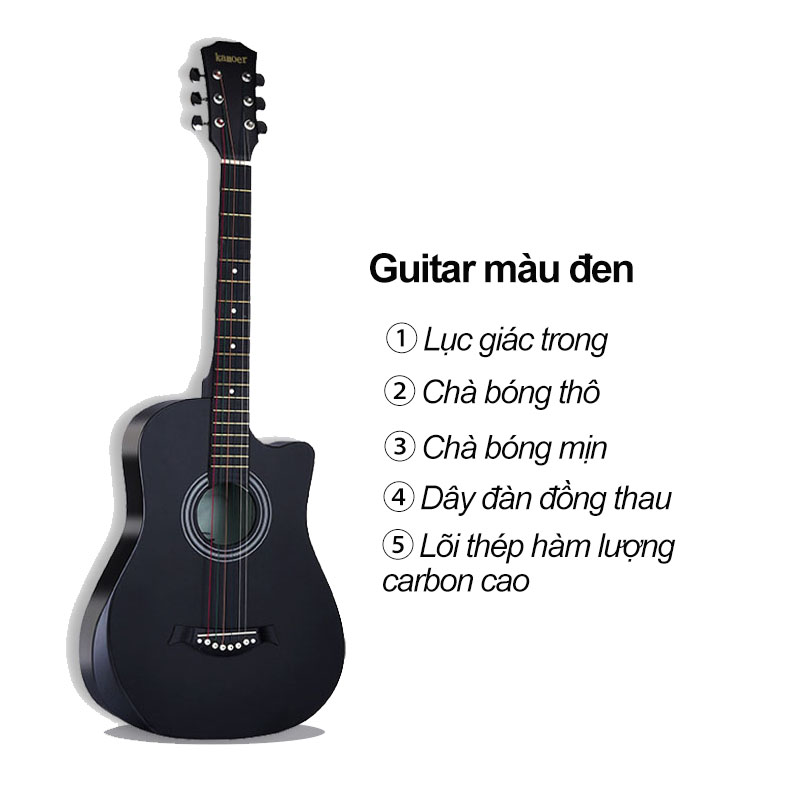 Đàn guitar cho người mới tập đàn guitar 38 inch tập luyện đàn ghi ta,Khẩu âm thanh tự nhiên và chân thật, có độ bền cao, dễ dàng sử dụng cho - 3