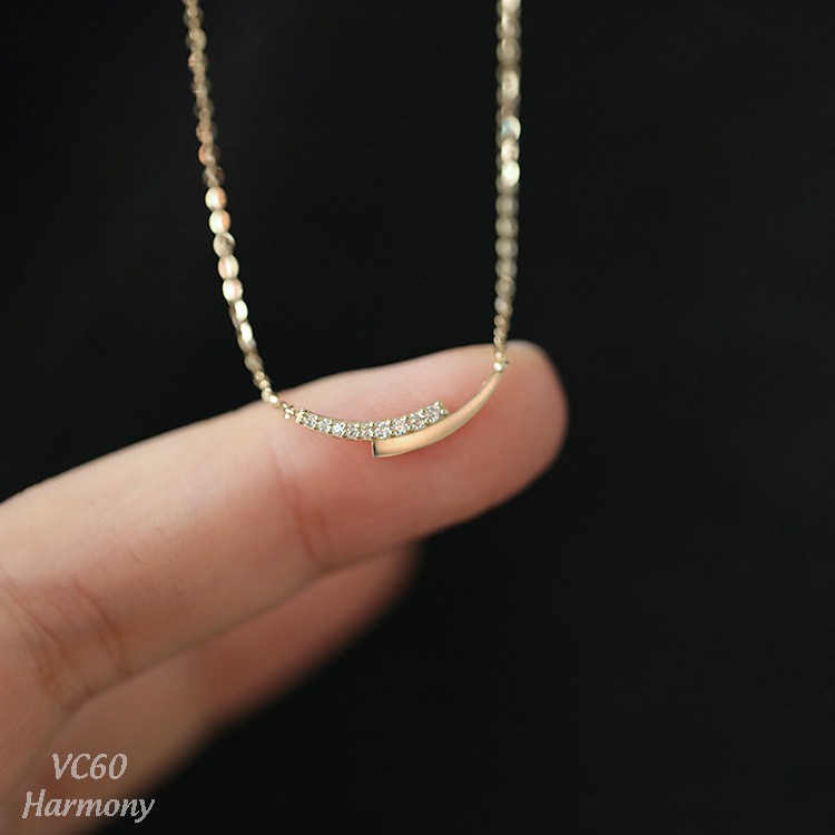 Vòng cổ, Dây chuyền nữ bạc 925 Cara mặt basic đính đá xinh xắn, đơn giản, sang trọng VC60| TRANG SỨC BẠC HARMONY