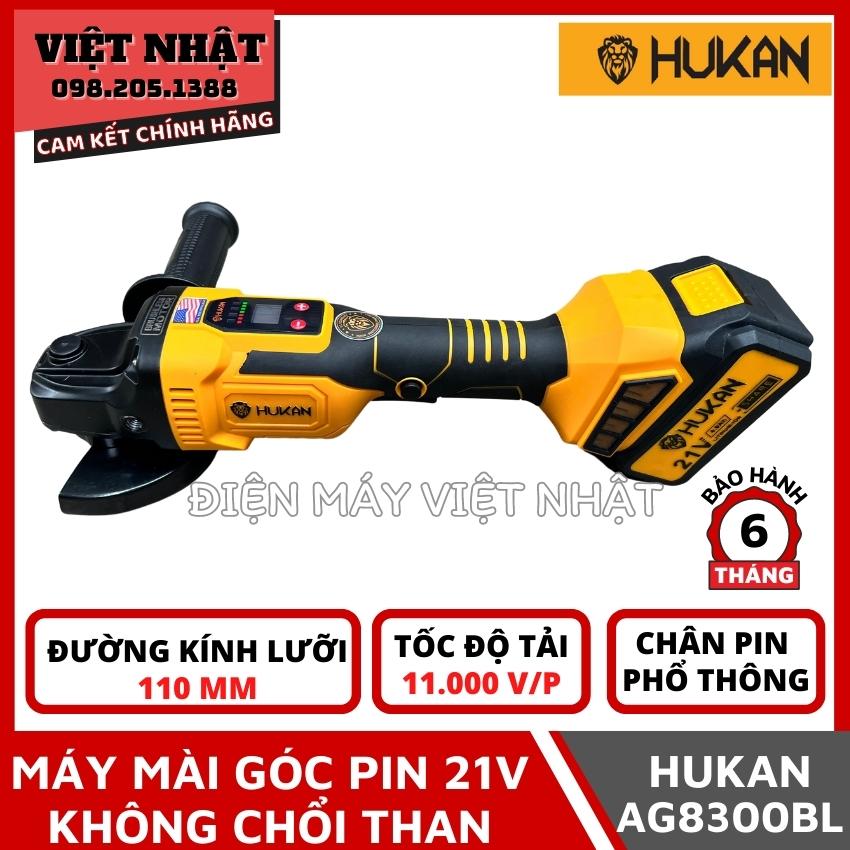 Máy mài pin 21V Hukan AG-8300BL mới nhất, động cơ không chổi than, kèm 2 pin 4.0A mạch 4 mofest chân