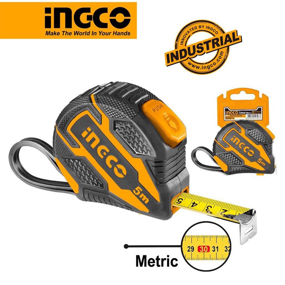 10 mét thước kéo thước cuộn thép nền vàng 10m x 25mm steel measuring tape ingco hsmt0810