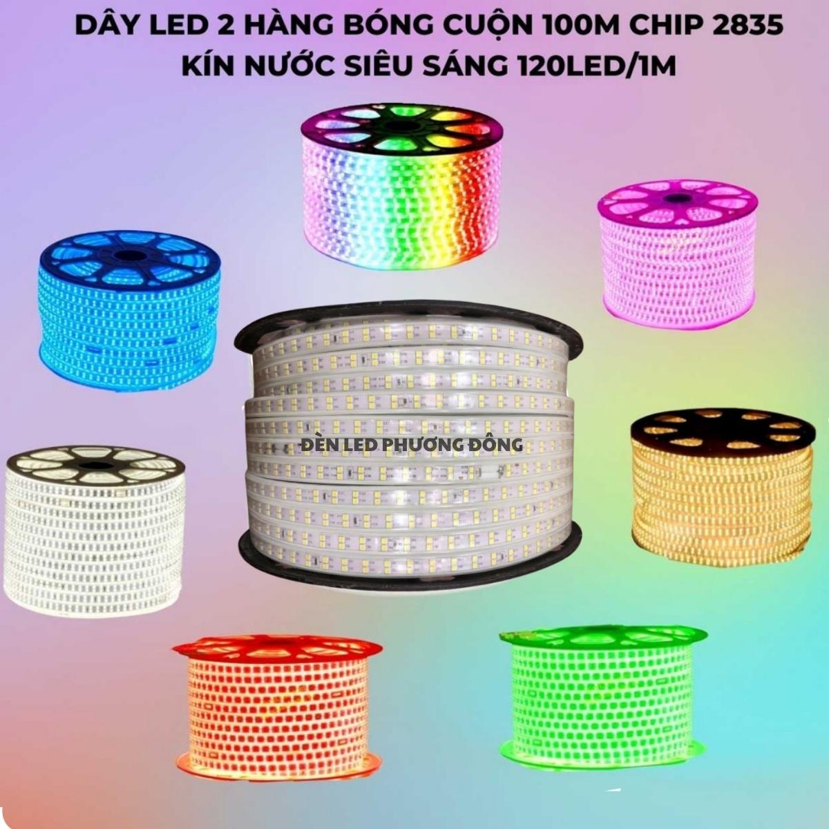 Cuộn 100m led dây đôi 2835 - 2 hàng bóng siêu sáng