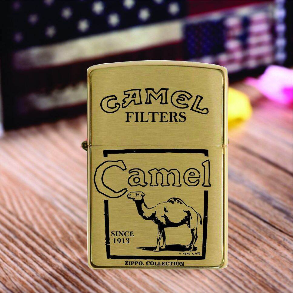 Bật lửa zippo đồng nguyên khối mẫu camel .