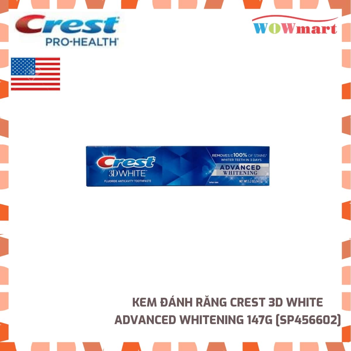 Kem đánh răng Crest 3D White Advanced Whitening 147g -