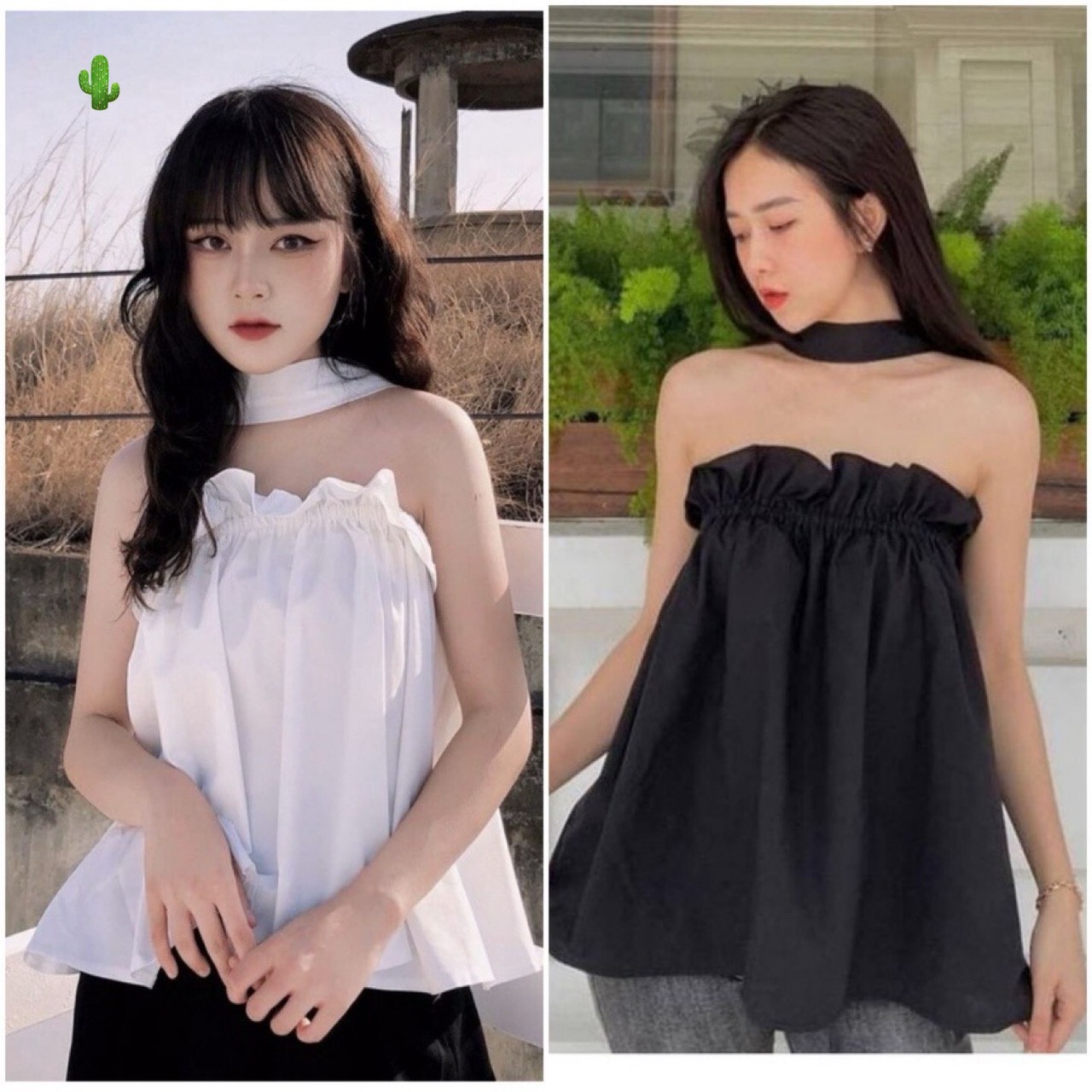 Áo ống babydoll nữ dây choàng cổ dịu dàng, thanh lịch PC