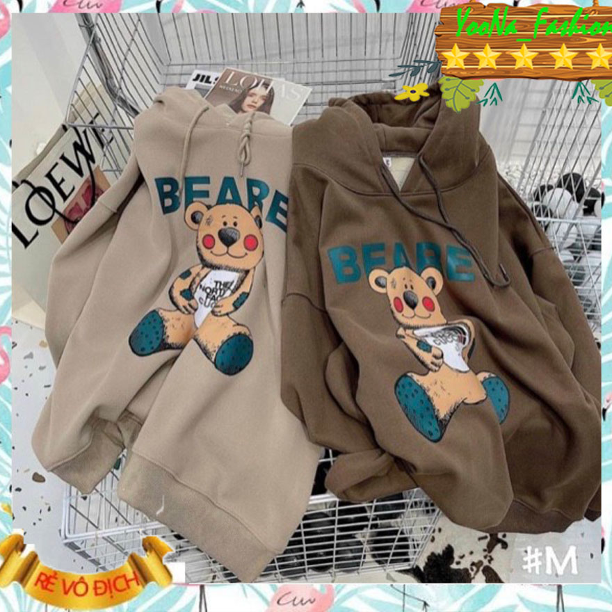 Áo Hoodie Nam Nữ, Áo Khoác Cặp Đôi Chất Nỉ Ngoại Dày Dặn in Phối Hình Chú Gấu Cute.Tp