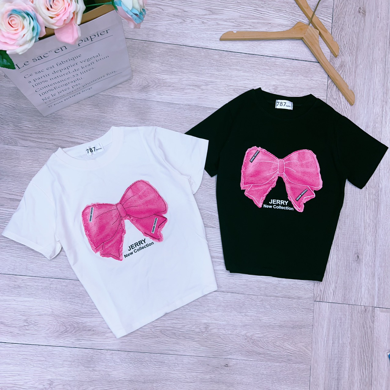 Áo thun Croptop nữ ôm body phối nơ nổi