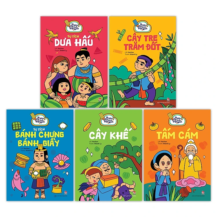 Combo 5 Cuốn Tô Màu Cổ Tích: Tấm Cám, Sự Tích Bánh Chưng Bánh Giày, Sự Tích Dưa Hấu, Cây Kế, Cây Tre Trăm Đốt (Kim Đồng)