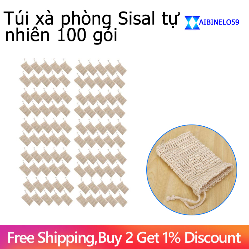 100 Pack Natural Sisal Soap Bag Exfoliating Soap Saver Pouch Holder