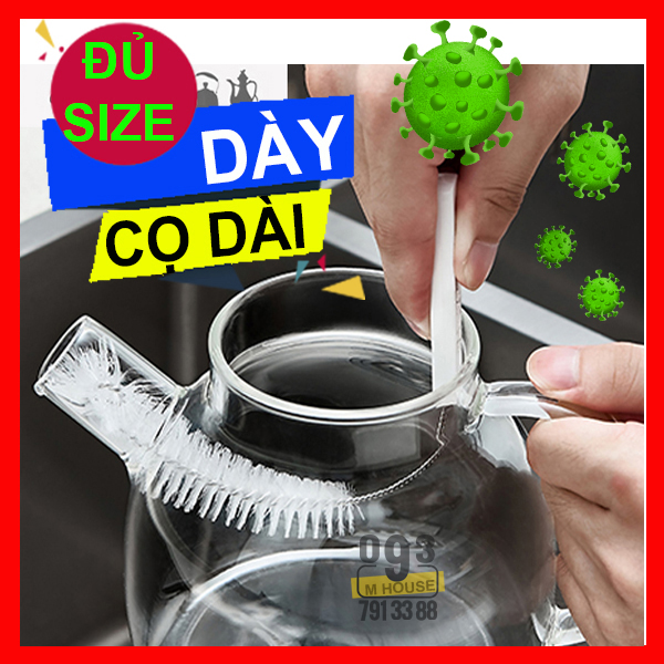 Combo 4 Cọ Rửa chai lọ miệng nhỏ Cọ Rửa Bình Trà Bình Nước