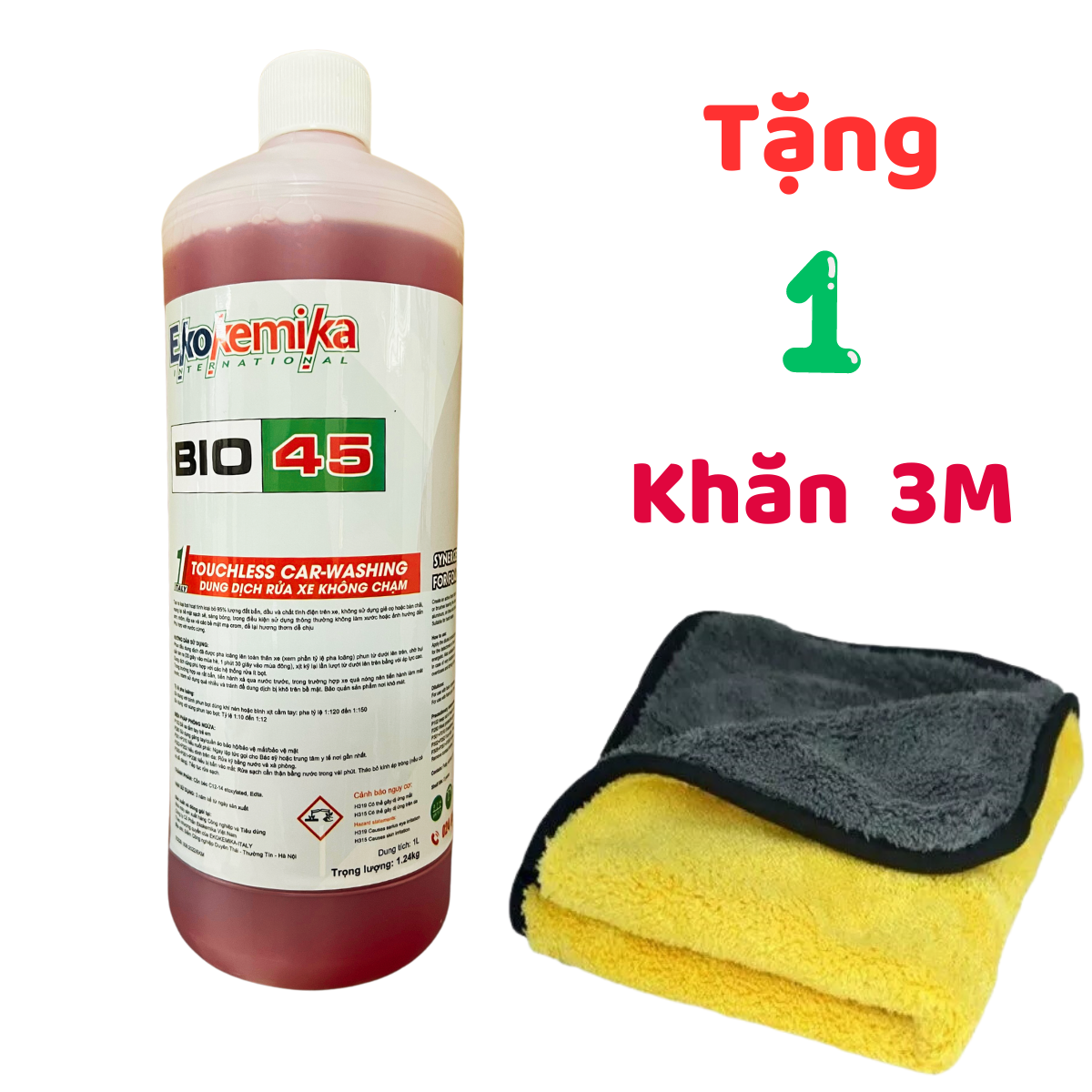 Nước rửa xe  Bọt rửa xe cao cấp siêu bóng️   Ekokemika Bio 45  [1 Lít tặng 1 khăn 5 Lít tặng 3 khăn lau xe cao cấp ]