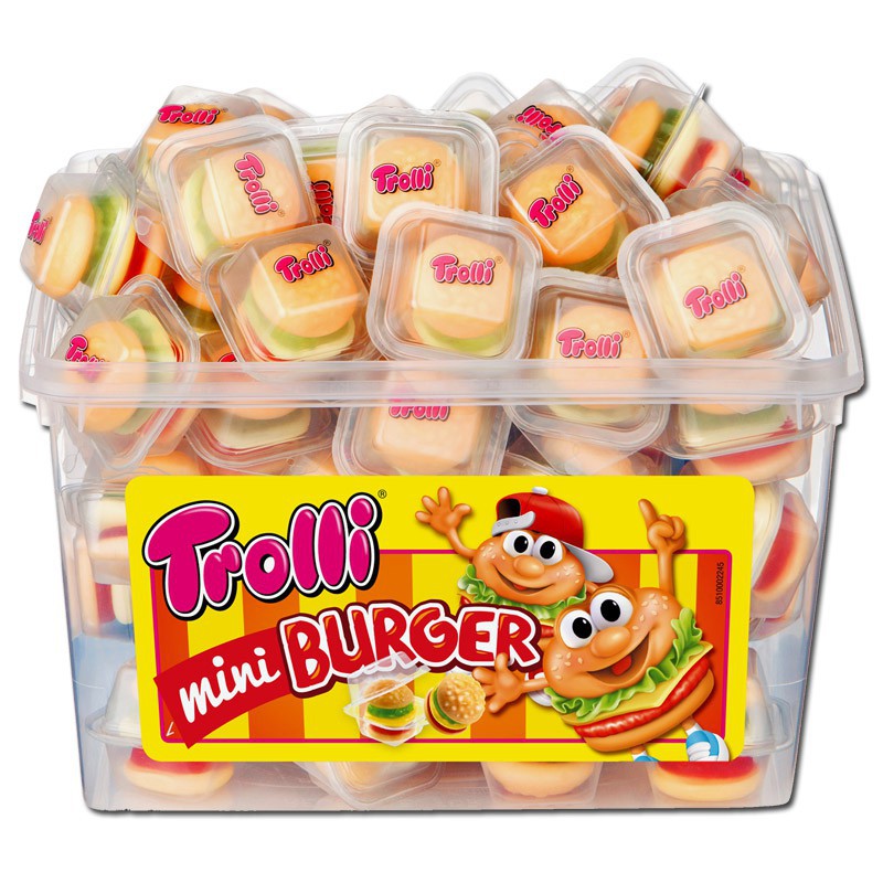Kẹo dẻo trolli mini burger hộp 600g/ 60 viên